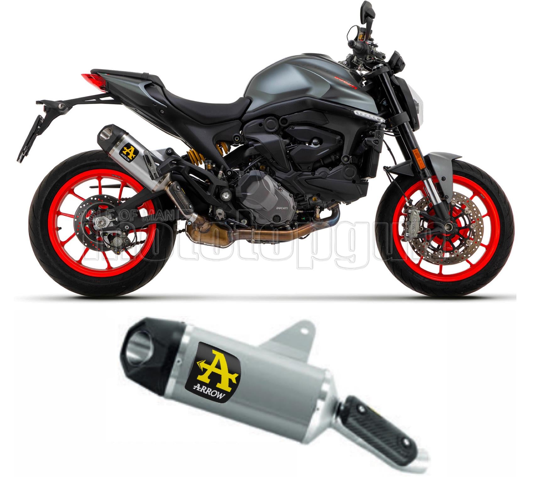 SCARICO OMOLOGATO OPEN ARROW INDY-RACE IN TITANIO CON FONDELLO IN TITANIO COMPATIBILE CON DUCATI MONSTER 937 + 21/23