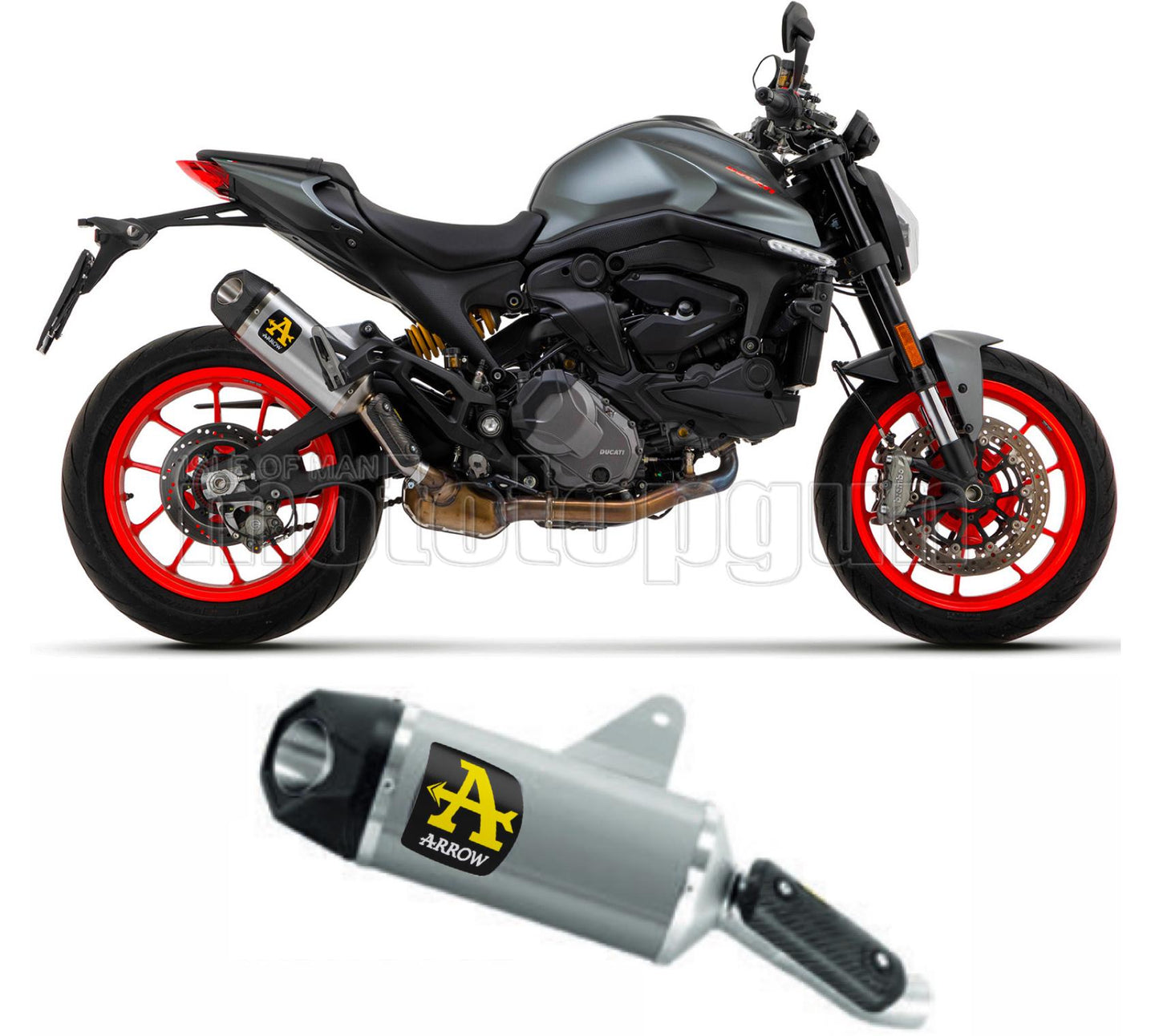 SCARICO OMOLOGATO OPEN ARROW INDY-RACE IN TITANIO CON FONDELLO IN TITANIO COMPATIBILE CON DUCATI MONSTER 937 + 21/23