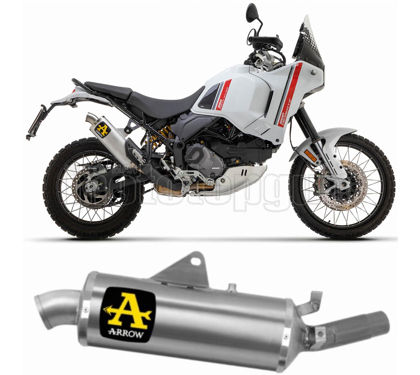 SCARICO OMOLOGATO ARROW INDY-RACE IN TITANIO CON FONDELLO IN INOX COMPATIBILE CON DUCATI DESERT-X 950 22/23
