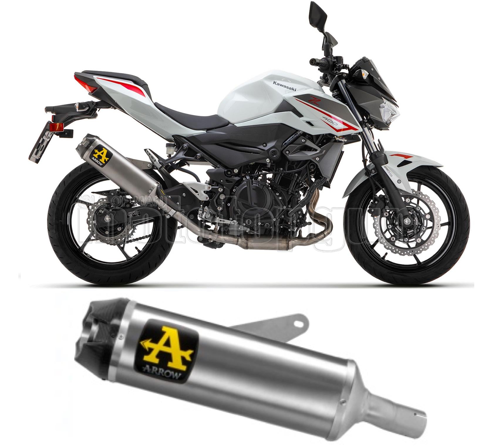 SCARICO OMOLOGATO ARROW INDY-RACE IN TITANIO CON FONDELLO IN CARBY COMPATIBILE CON KAWASAKI Z400 Z-400 2023