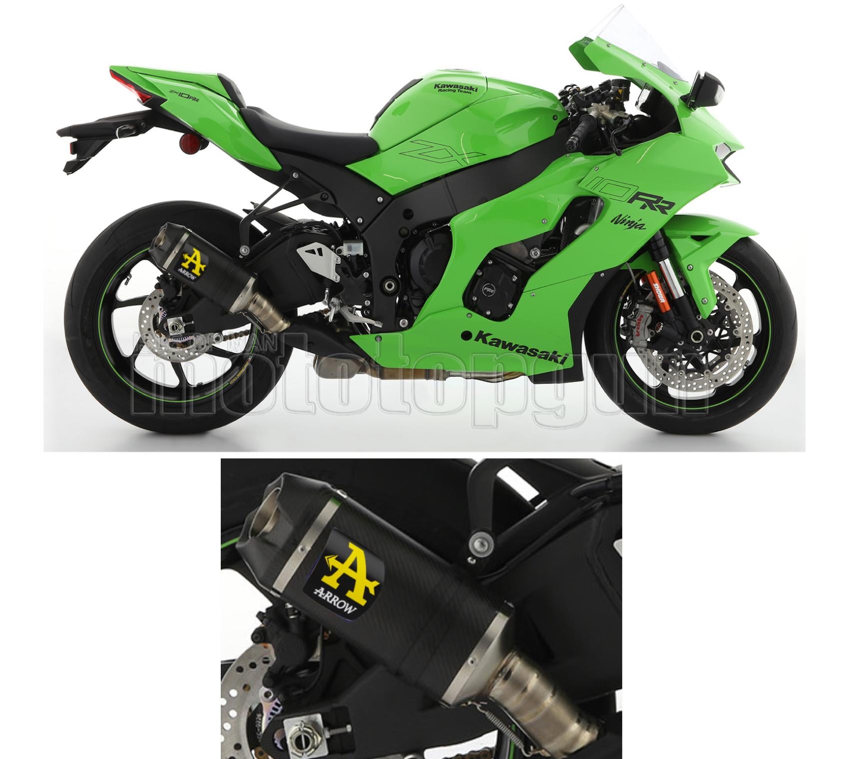 SCARICO OMOLOGATO OPEN ARROW INDY-RACE IN CARBONIO CON FONDELLO IN CARBY COMPATIBILE CON KAWASAKI ZX-10R ZX-10 R 21/23