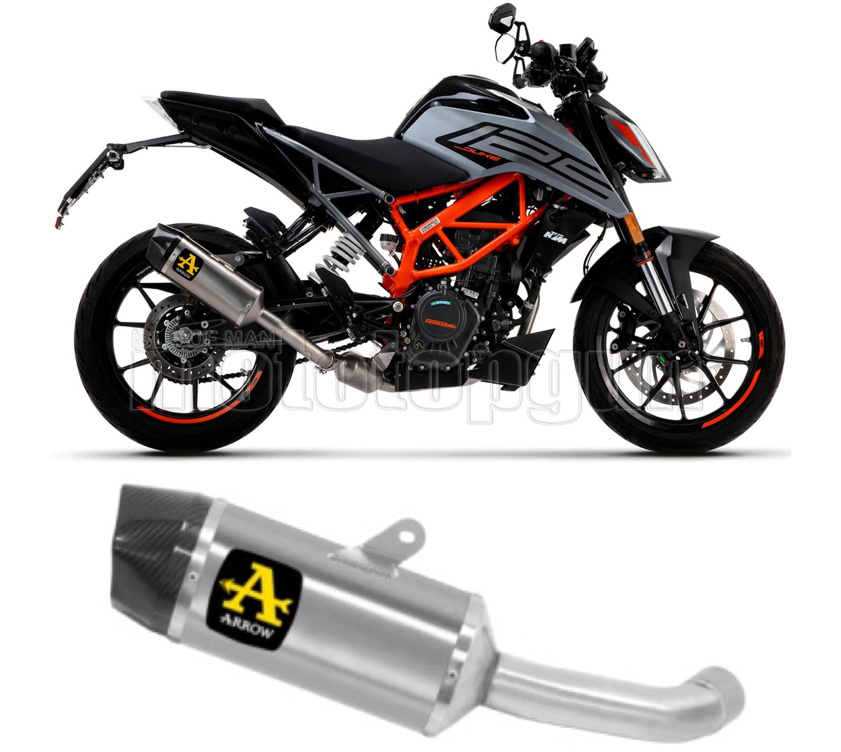 SCARICO OMOLOGATO OPEN ARROW INDY-RACE IN TITANIO CON FONDELLO IN CARBY COMPATIBILE CON KTM DUKE 125 21/23