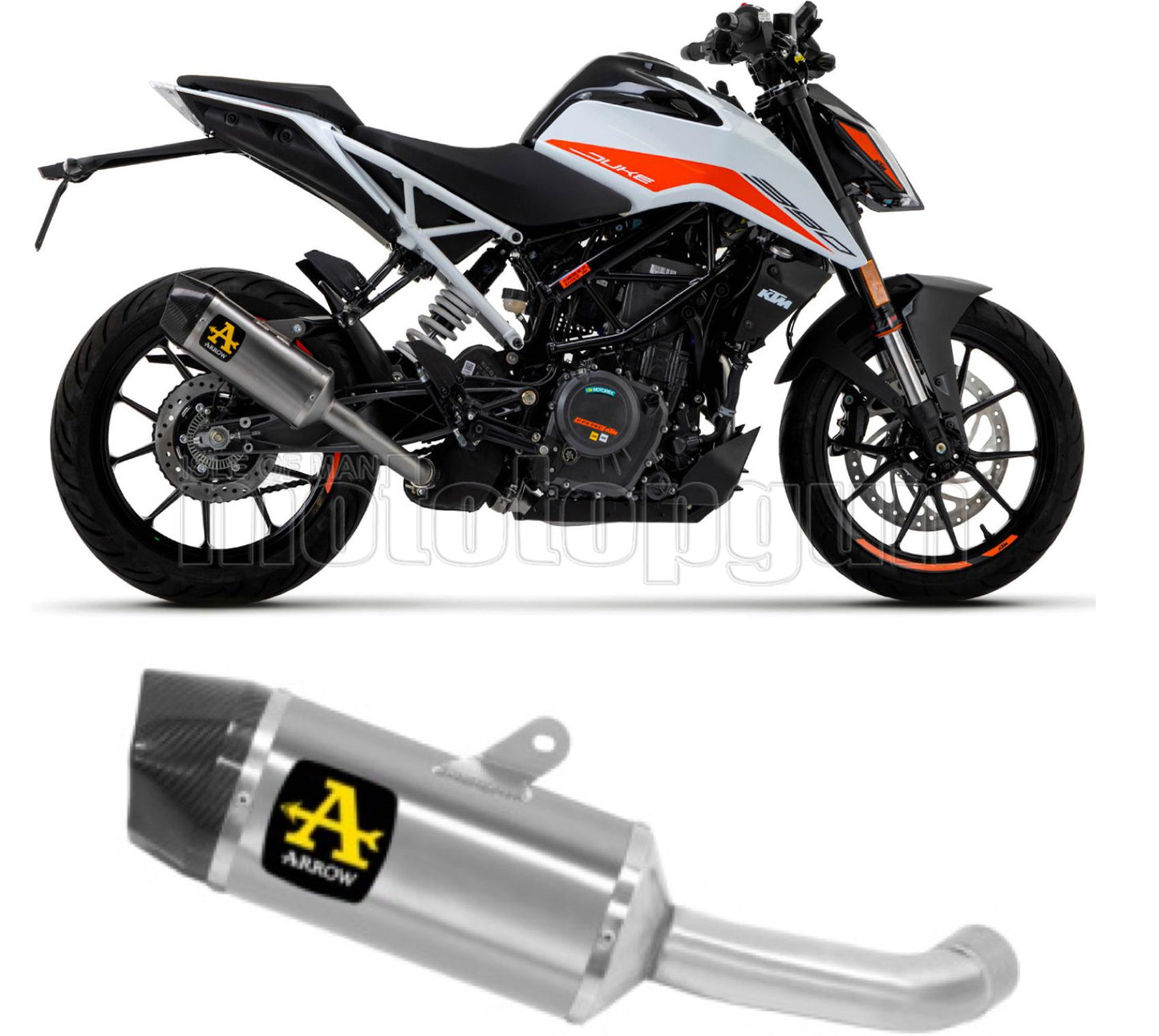 SCARICO OMOLOGATO OPEN ARROW INDY-RACE IN TITANIO CON FONDELLO IN CARBY COMPATIBILE CON KTM DUKE 390 21/23