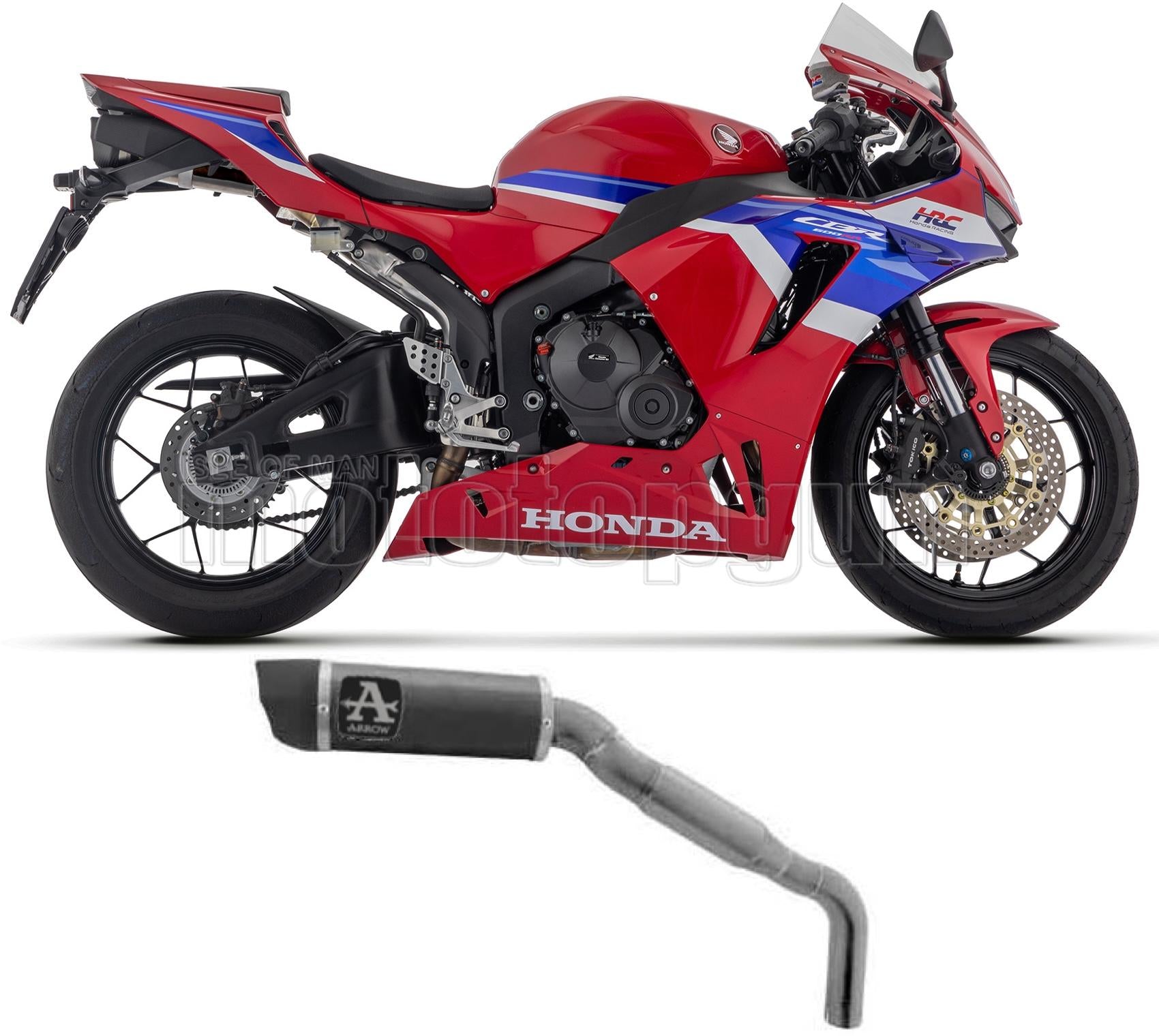 SCARICO OMOLOGATO ARROW INDY-RACE IN ALLUMINIO NERO CON COPPA IN CARBONIO COMPATIBILE CON HONDA CBR 600 RR 2024