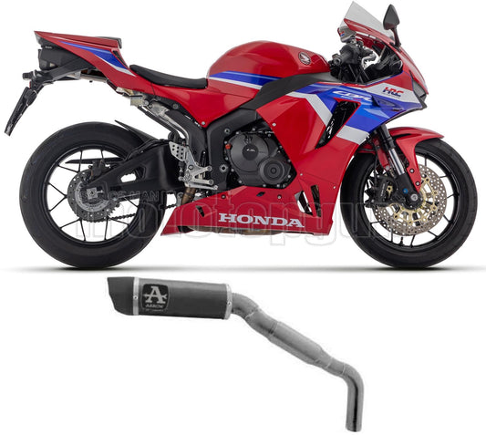 SCARICO OMOLOGATO ARROW INDY-RACE IN ALLUMINIO NERO CON COPPA IN CARBONIO COMPATIBILE CON HONDA CBR 600 RR 2024