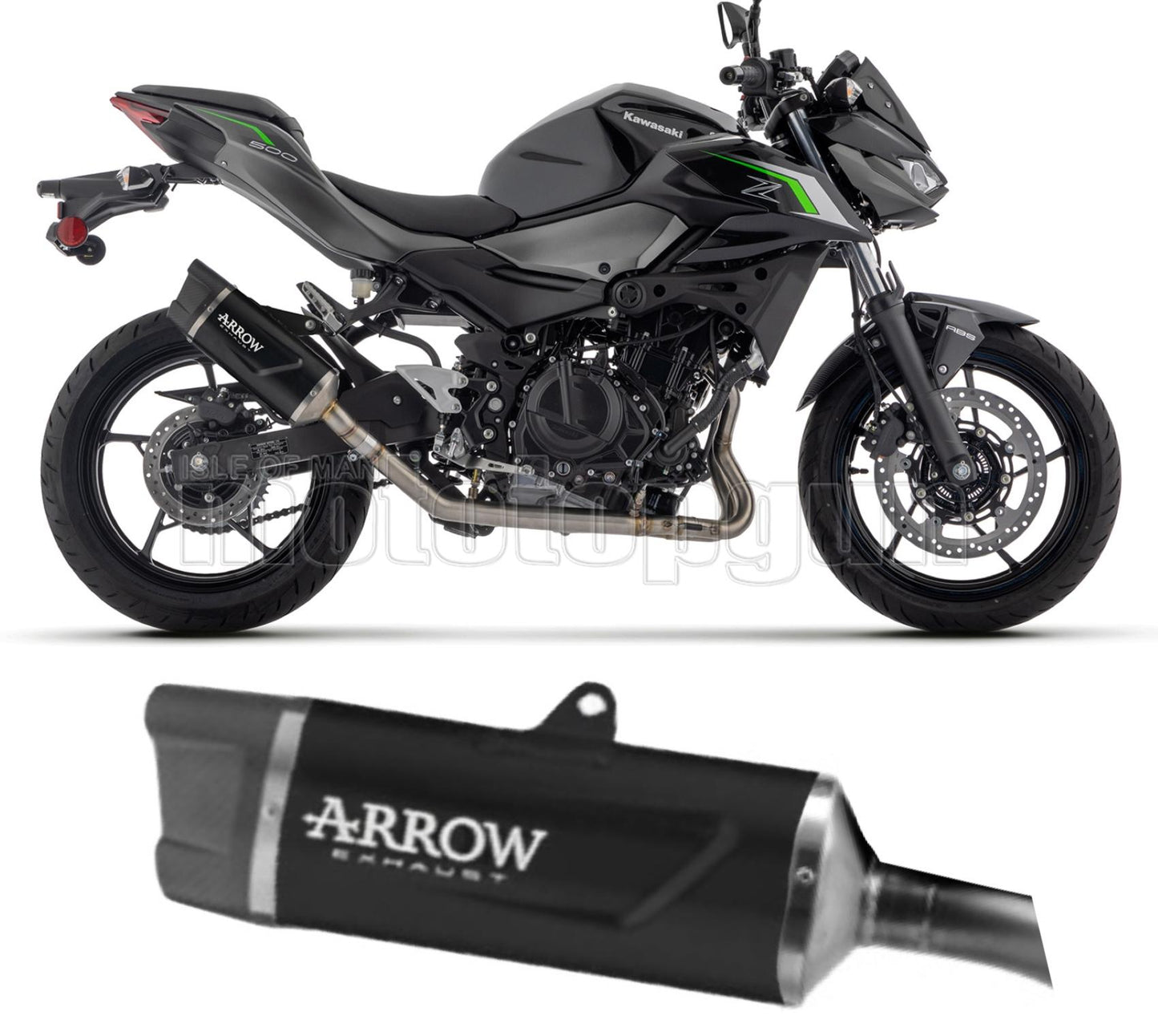 SCARICO OMOLOGATO ARROW INDY-RACE EVO IN ALLUMINIO NERO CON COPPA IN CARBONIO COMPATIBILE CON KAWASAKI Z-500 Z500 2024