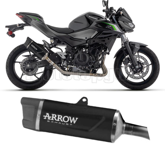 SCARICO OMOLOGATO ARROW INDY-RACE EVO IN ALLUMINIO NERO CON COPPA IN CARBONIO COMPATIBILE CON KAWASAKI Z-500 Z500 2024