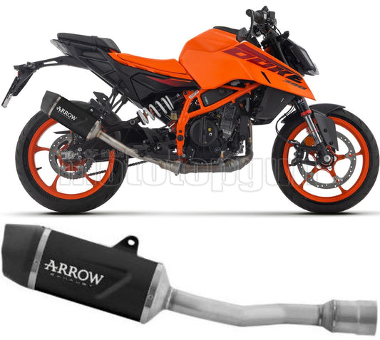 SCARICO OMOLOGATO ARROW INDY-RACE IN ALLUMINIO NERO CON FONDELLO IN IN CARBONIO COMPATIBILE CON KTM DUKE 390 2024