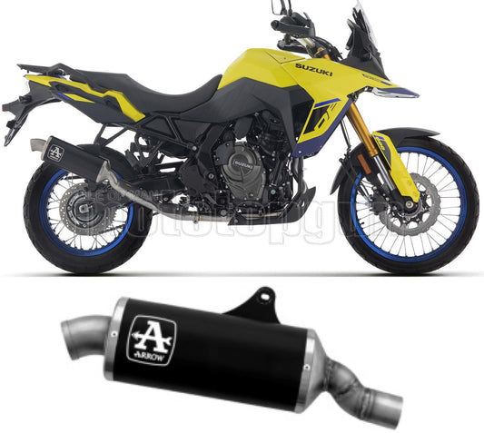 ARROW SCARICO OMOLOGATO INDY-RACE ALLUMINIO NERO FONDELLO INOX COMPATIBILE CON SUZUKI V-STROM 800 DE 25/26