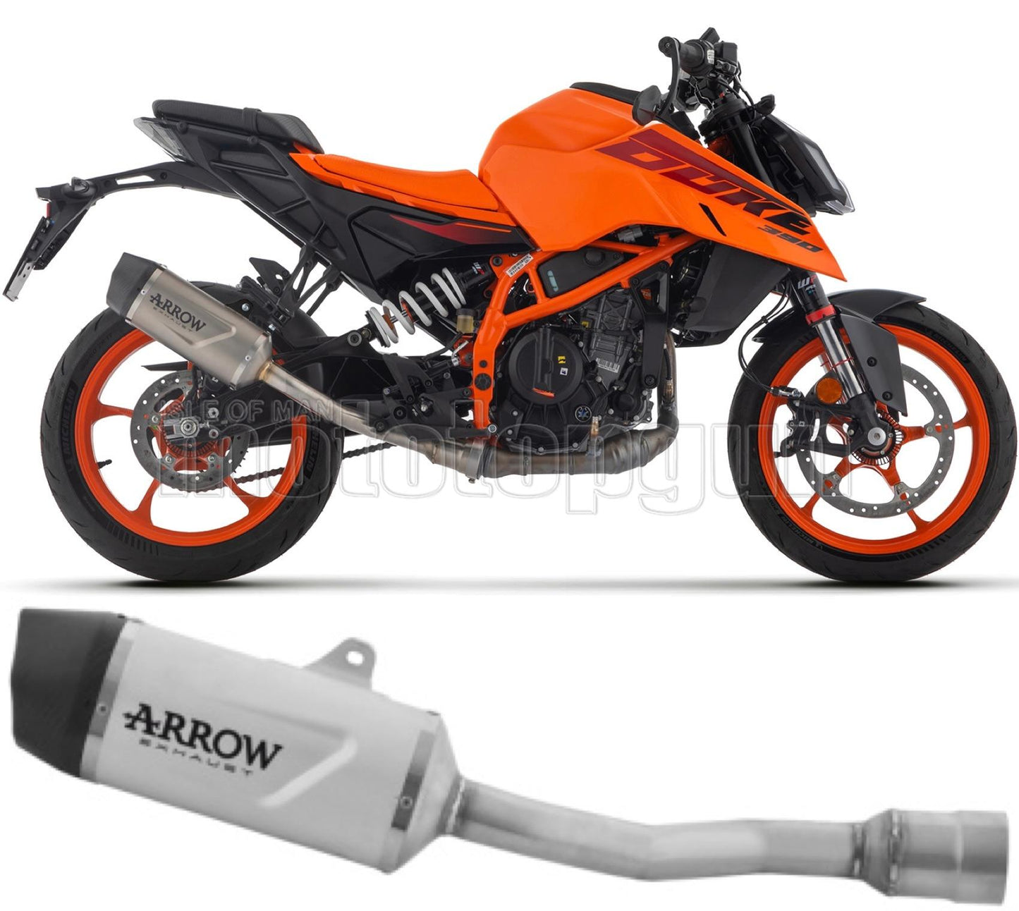 SCARICO OMOLOGATO ARROW INDY-RACE IN TITANIO CON FONDELLO IN IN CARBONIO COMPATIBILE CON KTM DUKE 390 2024