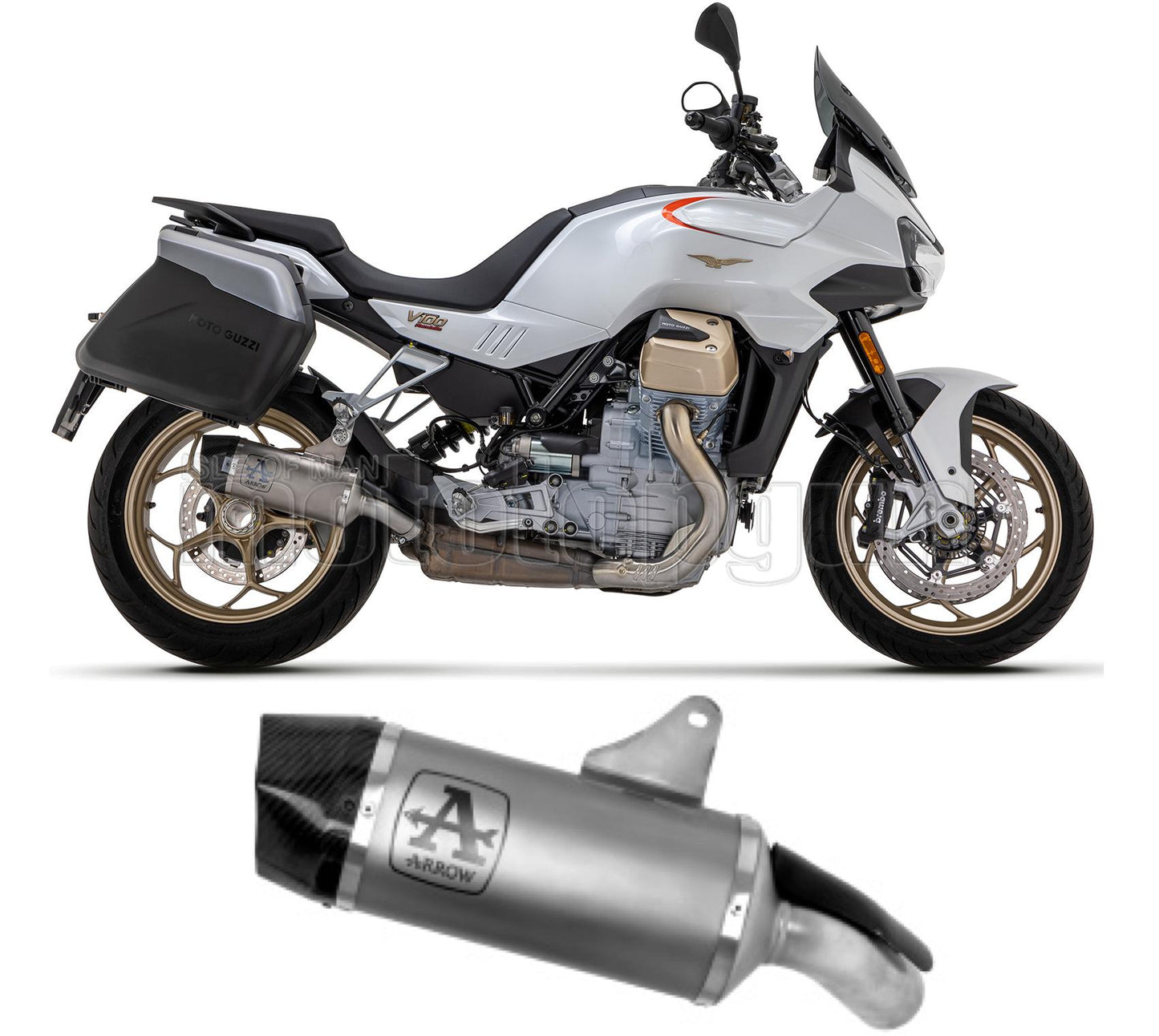 SCARICO OMOLOGATO ARROW INDY-RACE IN TITANIO CON FONDELLO IN CARBY COMPATIBILE CON MOTO GUZZI V100 MANDELLO 2023