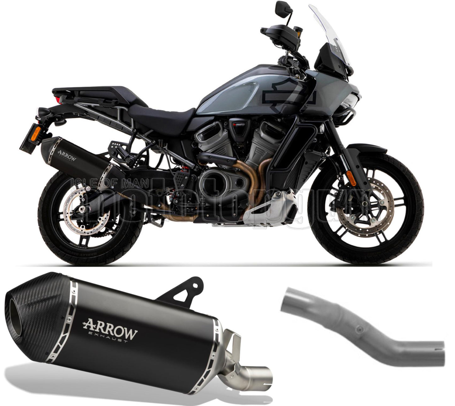 SCARICO OMOLOGATO ARROW SONORA IN TITANIO NERO CON FONDELLO IN CARBY COMPATIBILE CON HARLEY DAVIDSON PAN SPECIAL 1250 20/23