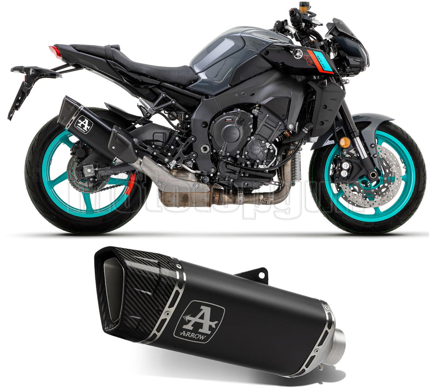 SCARICO COMPLETO OMOLOGATO CATALIZZATO ARROW PISTA IN TITANIO NERO CON FONDELLO IN CARBY COMPATIBILE CON YAMAHA MT10 MT-10 22/23