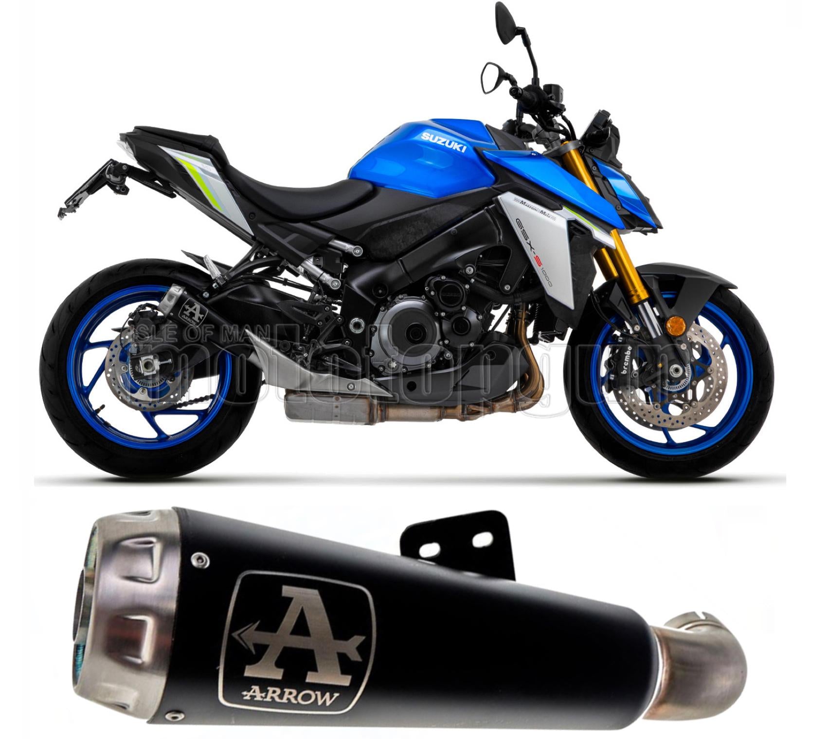 SCARICO OMOLOGATO OPEN ARROW PRO-RACE IN NICHROM NERO CON FONDELLO IN INOX COMPATIBILE CON SUZUKI GSX-S 1000 21/23