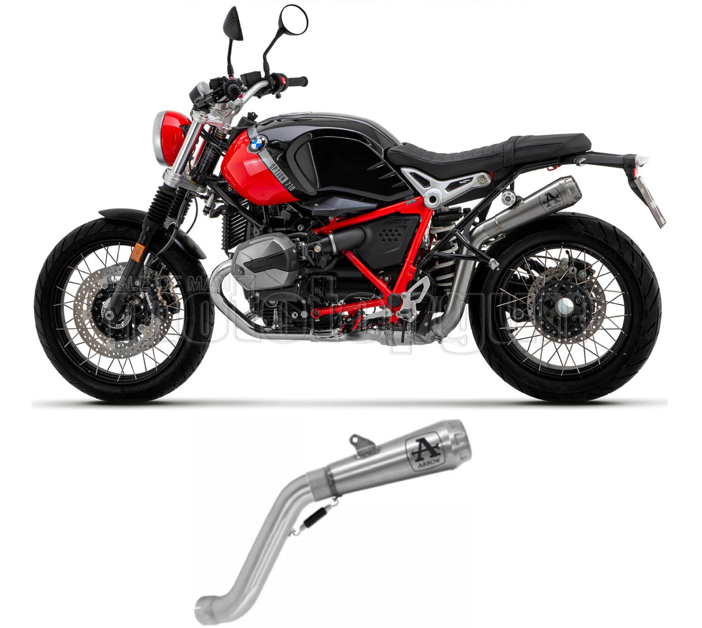 SCARICO OMOLOGATO OPEN ARROW PRO-RACE IN NICHROM CON FONDELLO IN INOX COMPATIBILE CON BMW R NINE T SCRAMBLER 21/23