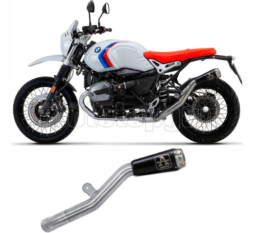 SCARICO OMOLOGATO OPEN ARROW PRO-RACE IN NICHROM NERO CON FONDELLO IN INOX COMPATIBILE CON BMW R NINE T URBAN GS 21/23