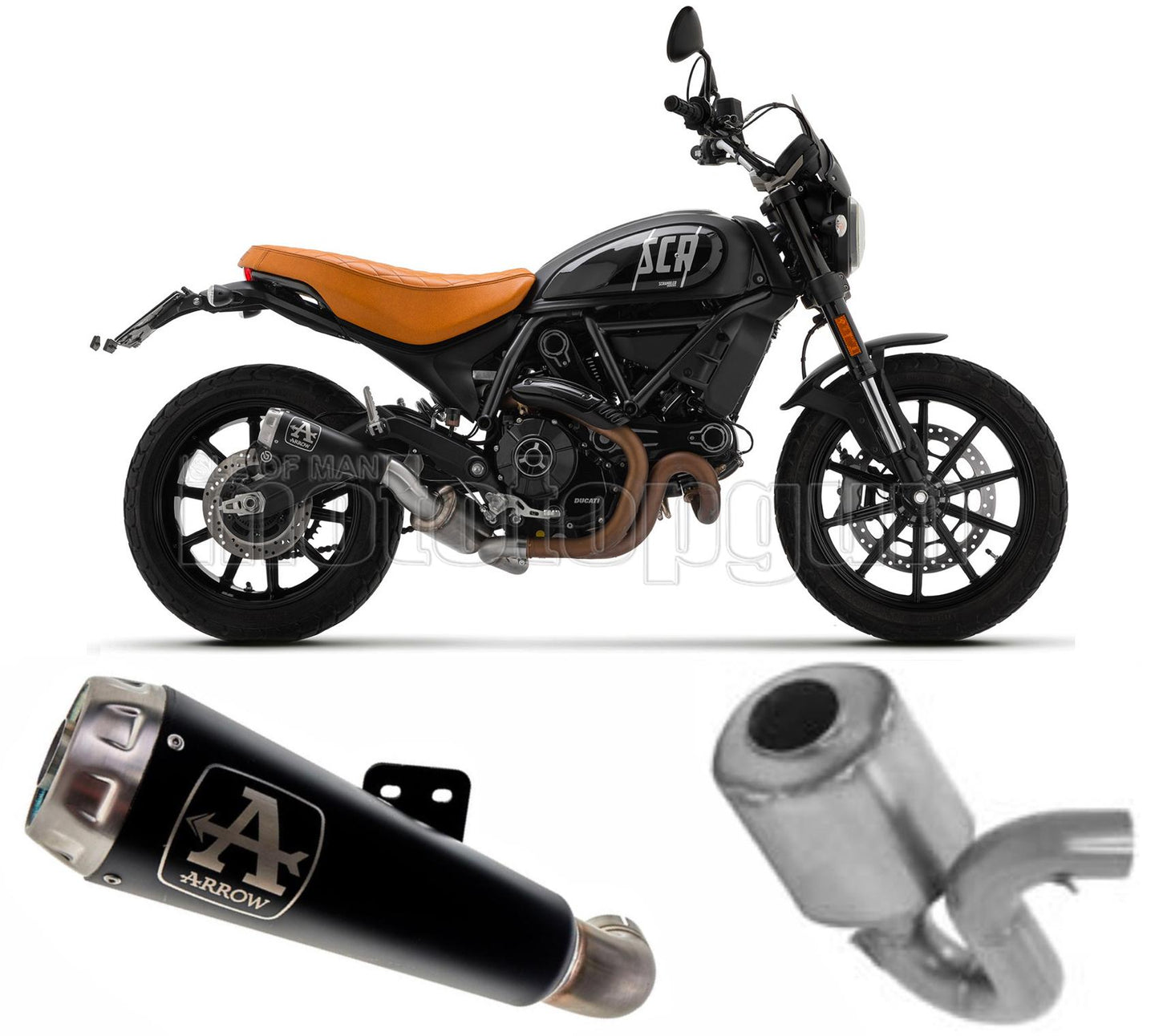 SCARICO OMOLOGATO ARROW PRO-RACE IN NICHROM NERO CON FONDELLO IN INOX COMPATIBILE CON DUCATI SCRAMBLER 800 21/22