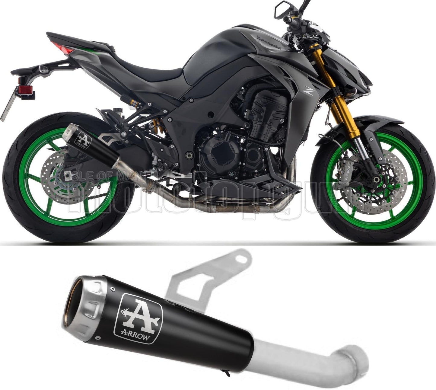 ARROW SCARICO OMOLOGATO PRO-RACE INOX NERO FONDELLO INOX COMPATIBILE CON KAWASAKI Z1100 Z-1100 SE 25/26