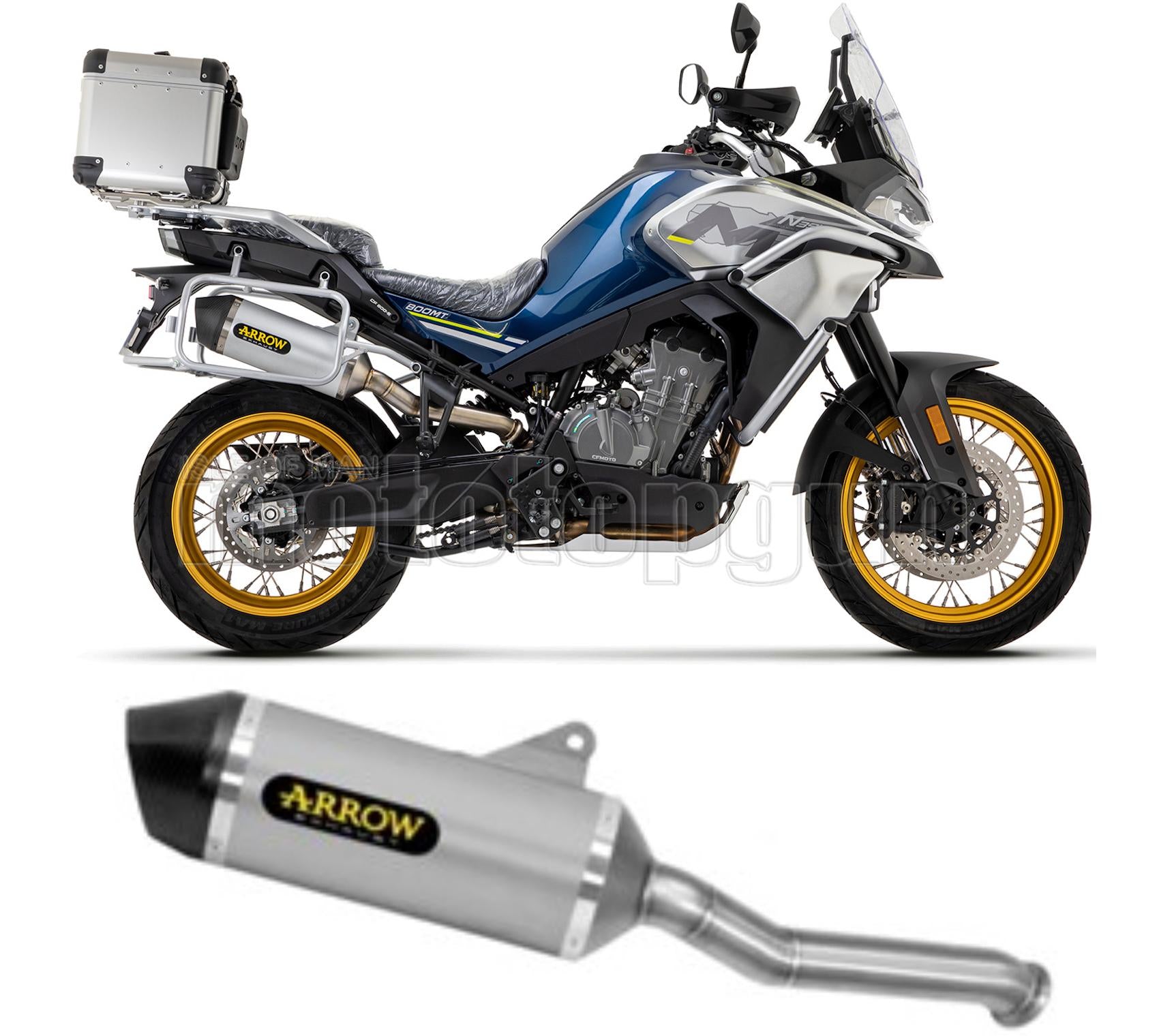SCARICO OMOLOGATO OPEN ARROW RACE-TECH IN ALLUMINIO CON FONDELLO IN CARBY COMPATIBILE CON CF MOTO 800 MT SPORT 22/23