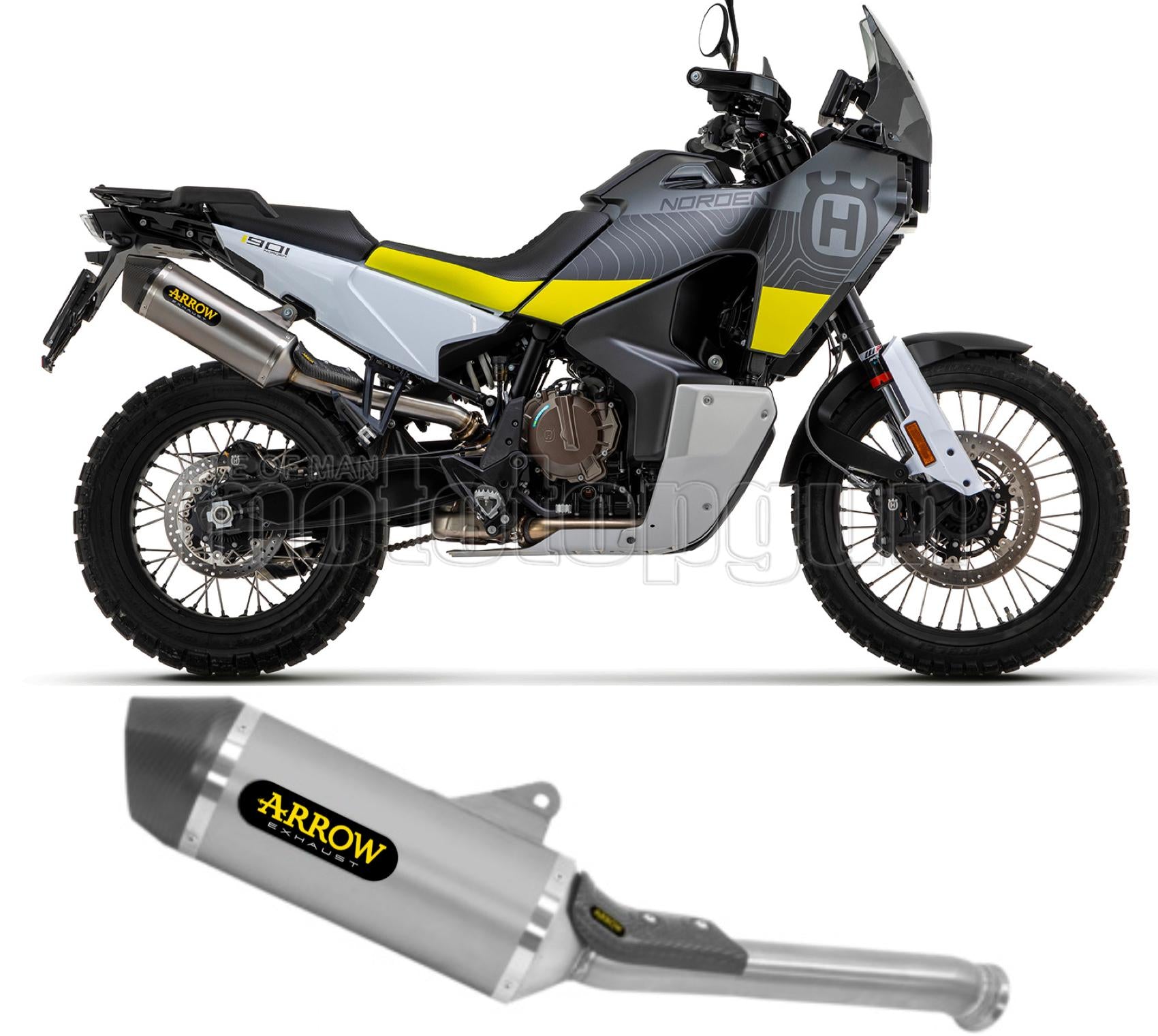 SCARICO OMOLOGATO OPEN ARROW RACE-TECH IN TITANIO CON FONDELLO IN CARBY COMPATIBILE CON HUSQVARNA NORDEN 901 22/23