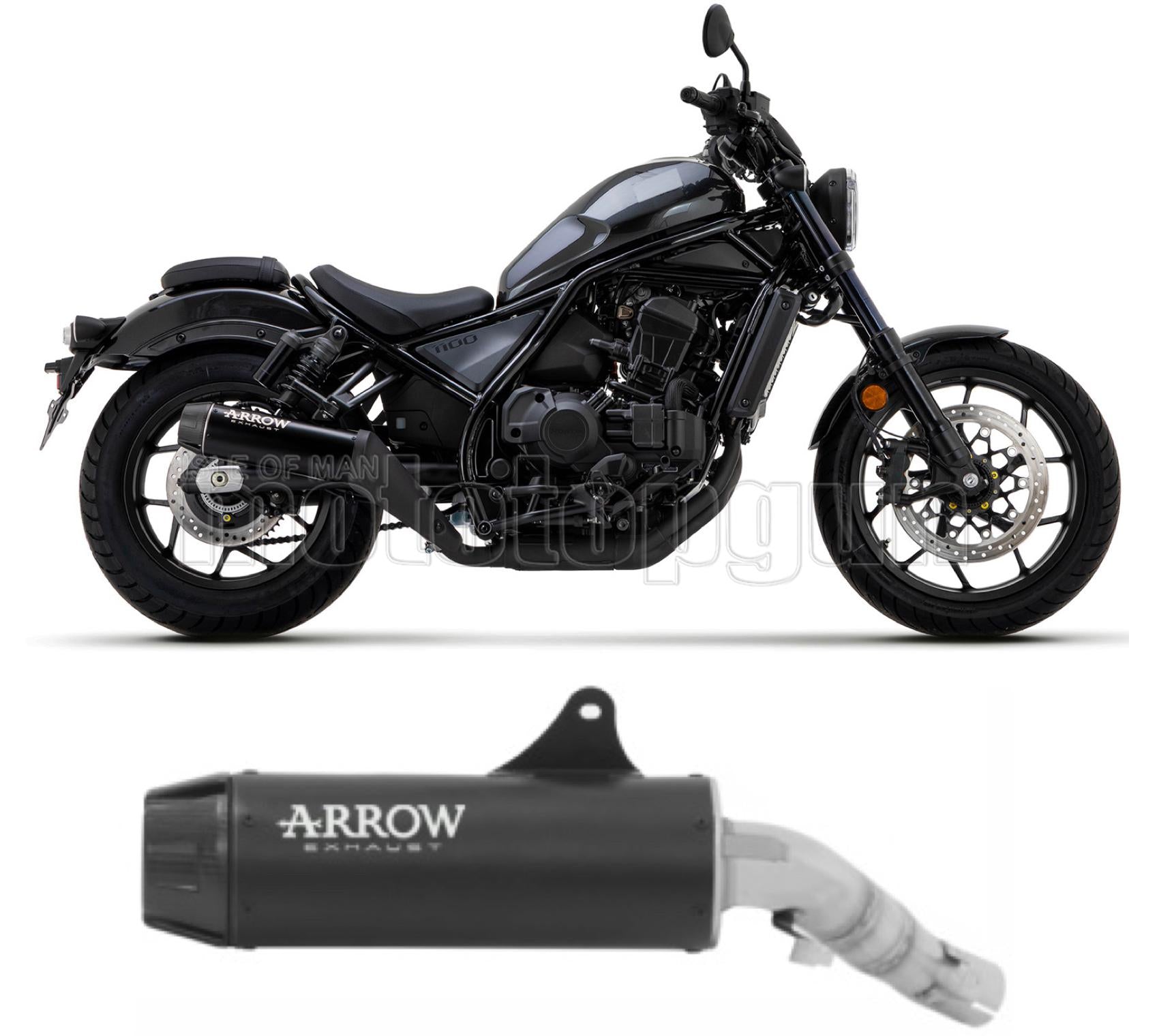 SCARICO RACE ARROW REBEL IN ALLUMINIO NERO CON FONDELLO IN CARBY COMPATIBILE CON HONDA CMX 1100 REBEL 21/23