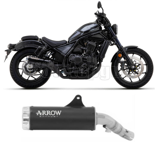 SCARICO RACE ARROW REBEL IN ALLUMINIO NERO CON FONDELLO IN ALLUMINIO NERO COMPATIBILE CON HONDA CMX 1100 REBEL 21/23