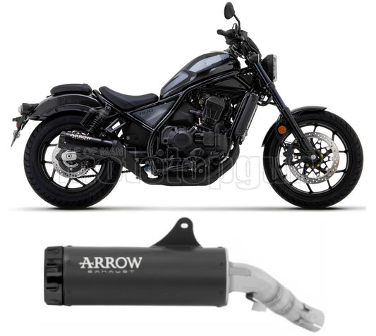 SCARICO RACE ARROW REBEL IN ALLUMINIO NERO CON FONDELLO IN ALLUMINIO COMPATIBILE CON HONDA CMX 1100 REBEL 21/23