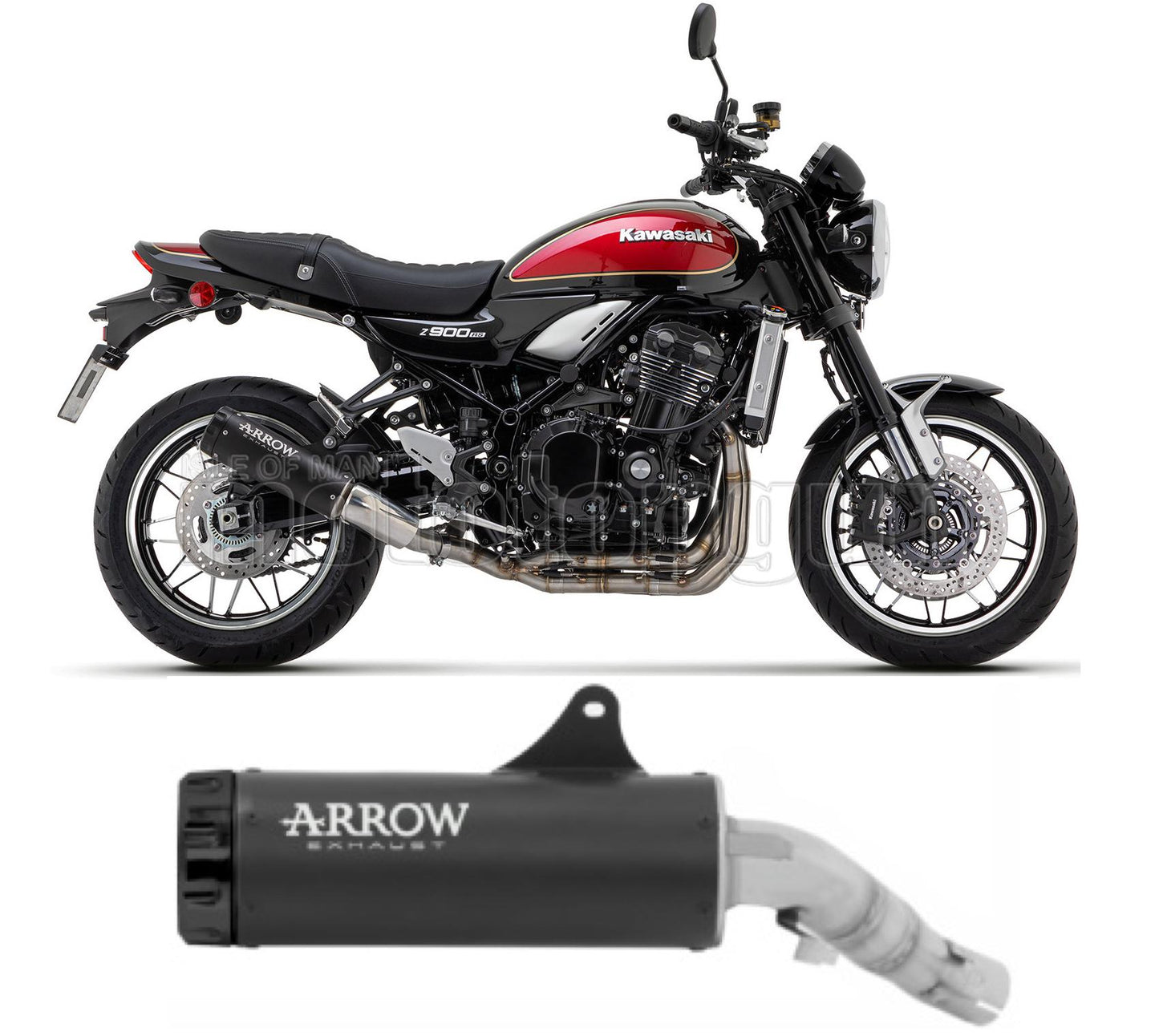 SCARICO RACE ARROW REBEL IN ALLUMINIO NERO CON FONDELLO IN ALLUMINIO NERO COMPATIBILE CON KAWASAKI Z900 Z-900 RS 22/23