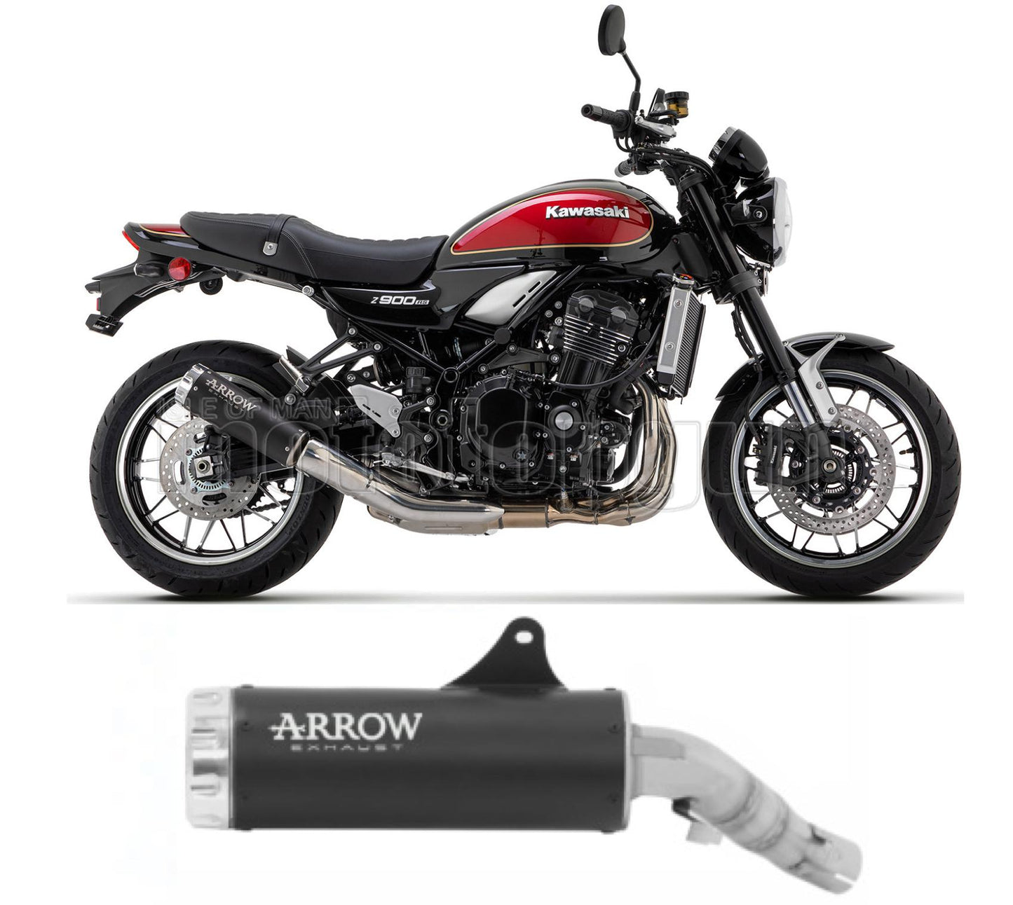 SCARICO RACE ARROW REBEL IN ALLUMINIO NERO CON FONDELLO IN ALLUMINIO COMPATIBILE CON KAWASAKI Z900 Z-900 RS 22/23