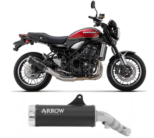 SCARICO RACE ARROW REBEL IN ALLUMINIO NERO CON FONDELLO IN ALLUMINIO COMPATIBILE CON KAWASAKI Z900 Z-900 RS 22/23