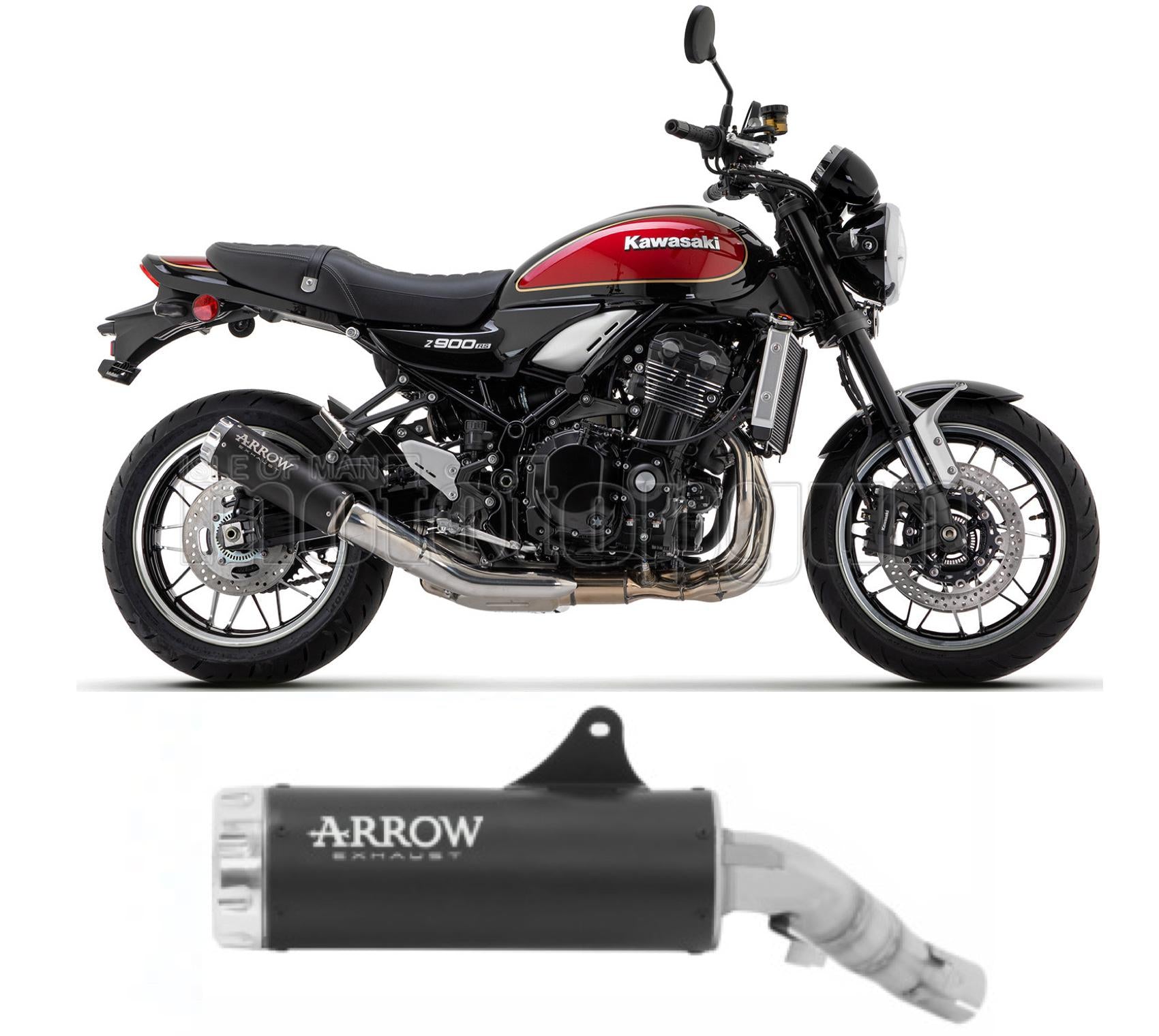 SCARICO RACE ARROW REBEL IN ALLUMINIO NERO CON FONDELLO IN ALLUMINIO COMPATIBILE CON KAWASAKI Z900 Z-900 RS 22/23