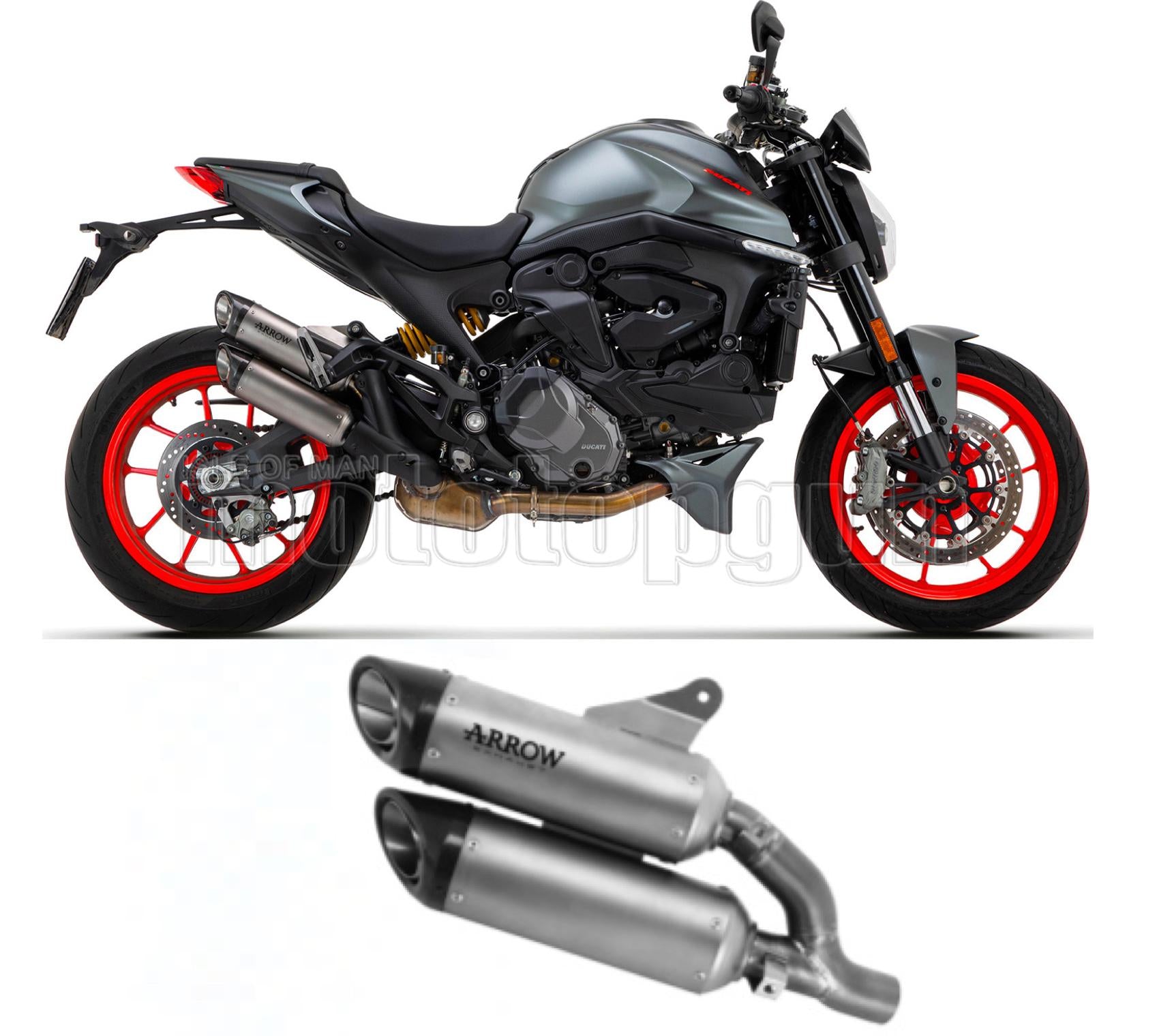 SCARICO OMOLOGATO OPEN ARROW ROUND IN TITANIO CON FONDELLO IN TITANIO COMPATIBILE CON DUCATI MONSTER 937 + 21/23