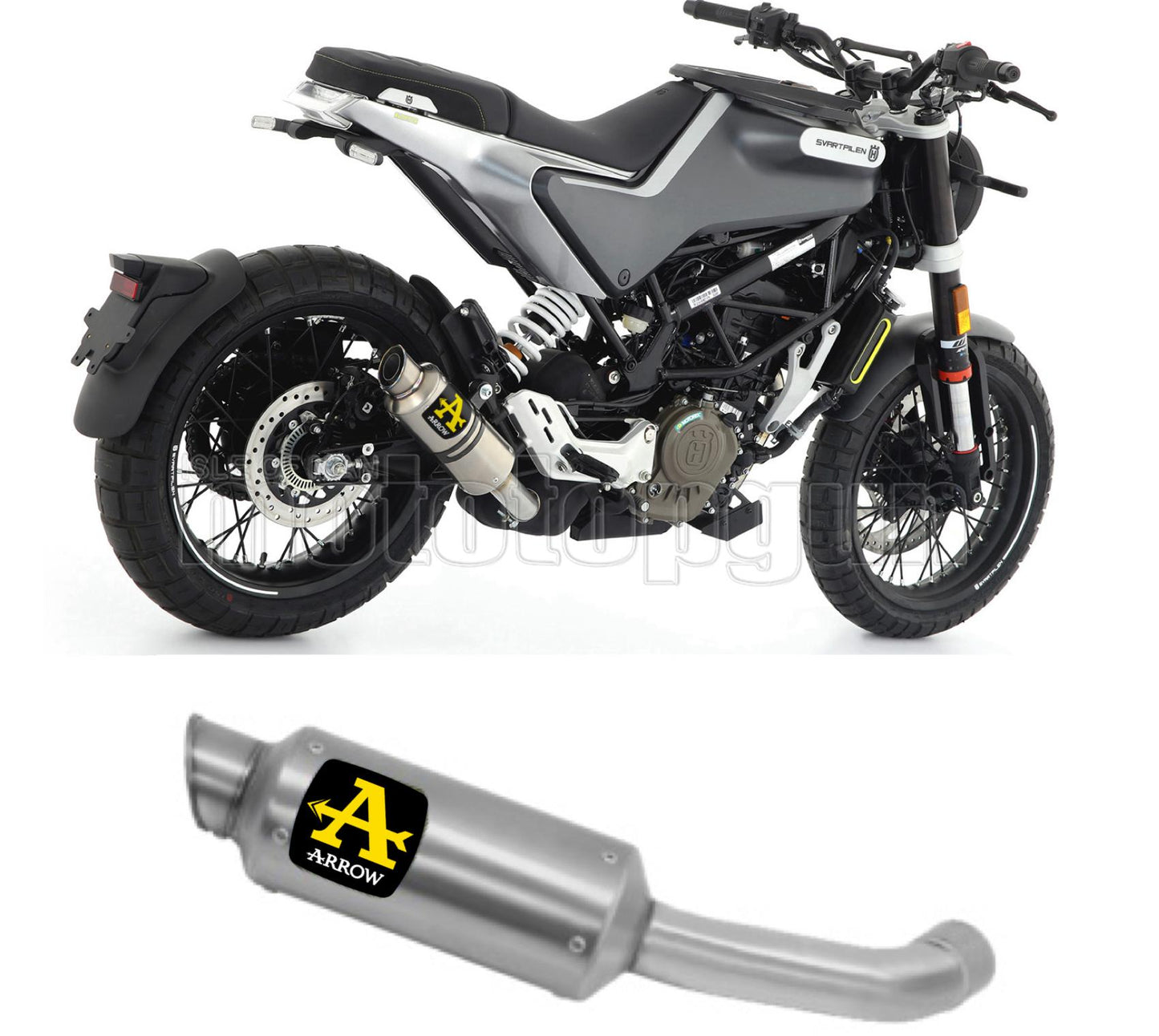 SCARICO OMOLOGATO ARROW GP2 GP-2 IN NICHROM CON FONDELLO IN INOX COMPATIBILE CON HUSQVARNA VITPILEN 125 21/23