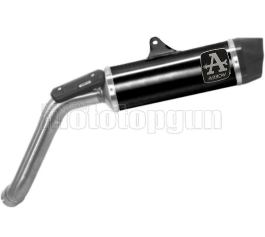 SCARICO OMOLOGATO ARROW INDY-RACE IN ALLUMINIO NERO CON FONDELLO IN CARBY COMPATIBILE CON MOTO GUZZI V85 TT 21/23