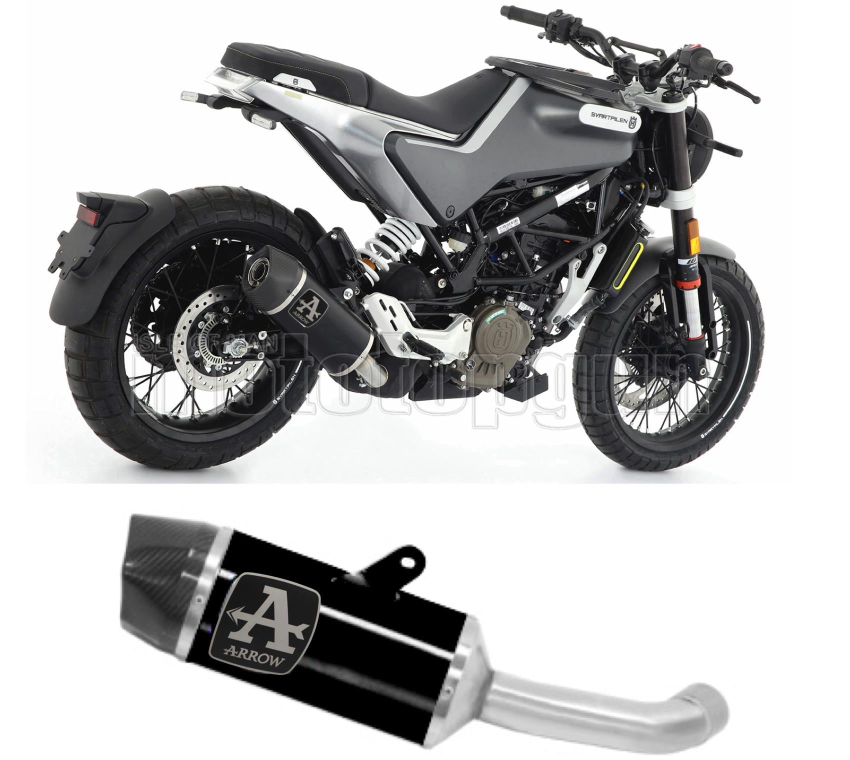 SCARICO OMOLOGATO ARROW INDY-RACE IN ALLUMINIO NERO CON FONDELLO IN CARBY COMPATIBILE CON HUSQVARNA VITPILEN 125 21/23