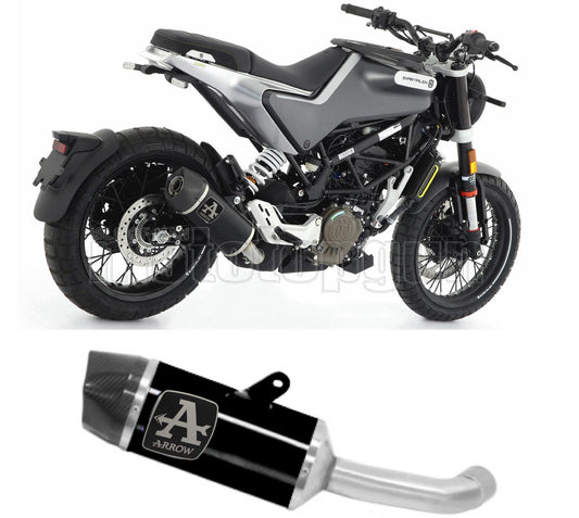 SCARICO OMOLOGATO ARROW INDY-RACE IN ALLUMINIO NERO CON FONDELLO IN CARBY COMPATIBILE CON HUSQVARNA VITPILEN 125 21/23