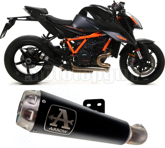 SCARICO OMOLOGATO OPEN ARROW PRO-RACE IN NICHROM NERO CON FONDELLO IN INOX COMPATIBILE CON KTM 1290 SUPERDUKE R 20/23