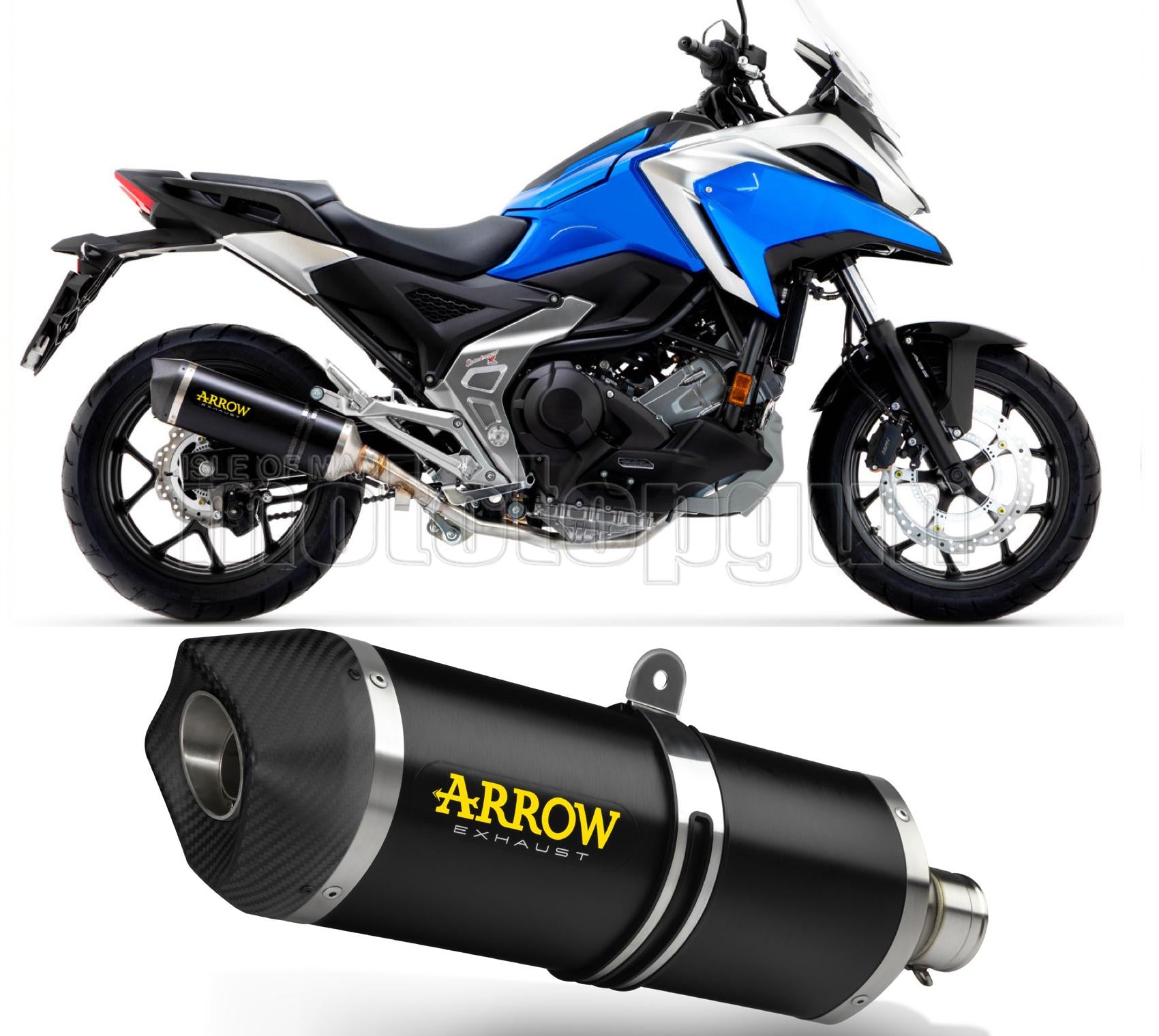 SCARICO OMOLOGATO OPEN ARROW RACE-TECH IN ALLUMINIO NERO CON FONDELLO IN CARBY COMPATIBILE CON HONDA NC 750 X 21/22