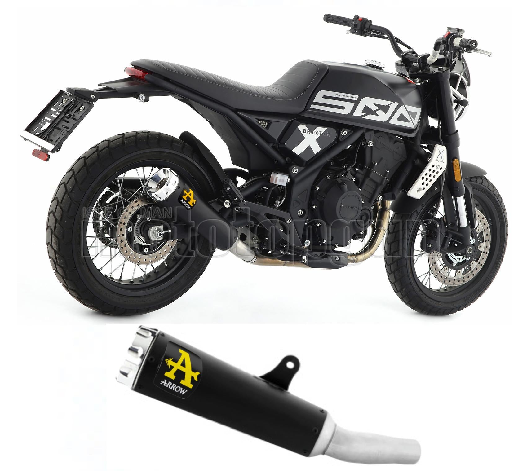 SCARICO RACE ARROW REBEL IN ALLUMINIO NERO CON FONDELLO IN ALLUMINIO COMPATIBILE CON BRIXTON CROSSFIRE 500 X 21/23