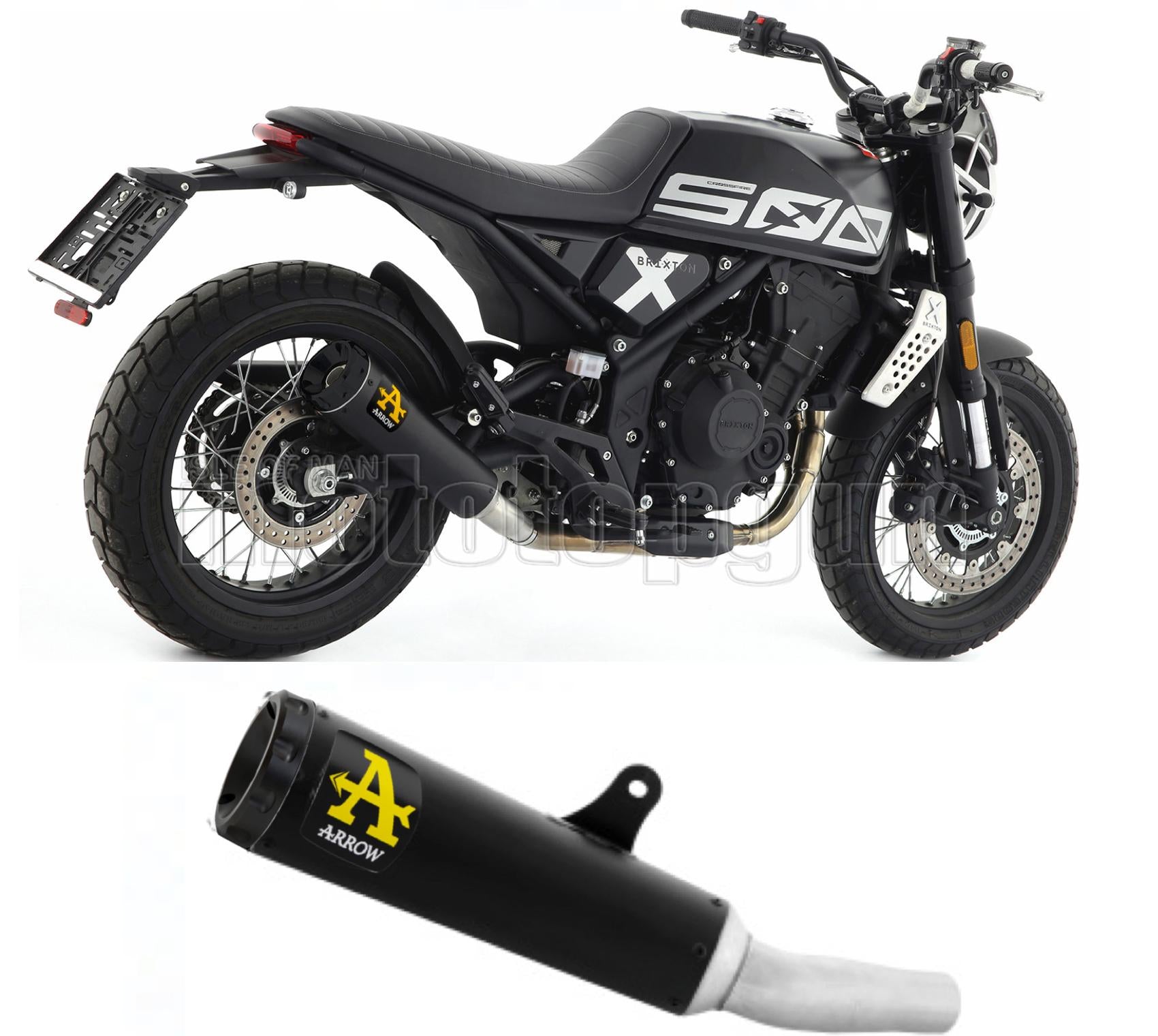 SCARICO RACE ARROW REBEL IN ALLUMINIO NERO CON FONDELLO IN ALLUMINIO NERO COMPATIBILE CON BRIXTON CROSSFIRE 500 X 21/23