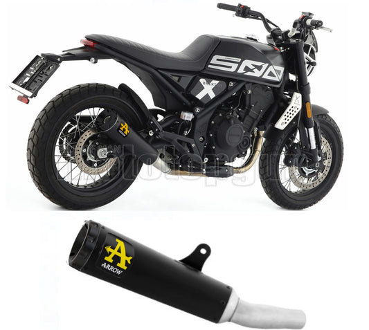 SCARICO RACE ARROW REBEL IN ALLUMINIO NERO CON FONDELLO IN ALLUMINIO NERO COMPATIBILE CON BRIXTON CROSSFIRE 500 X 21/23