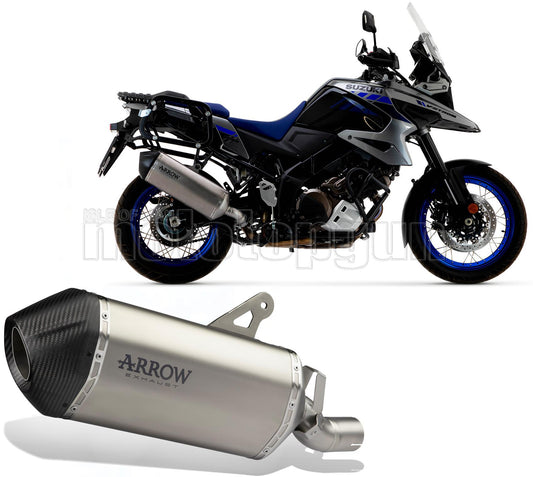 SCARICO OMOLOGATO ARROW SONORA IN TITANIO NERO CON FONDELLO IN CARBY COMPATIBILE CON SUZUKI V-STROM 1000 17/20