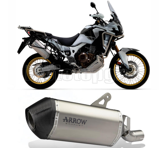 SCARICO OMOLOGATO ARROW SONORA IN TITANIO CON FONDELLO IN CARBY COMPATIBILE CON HONDA AFRICA TWIN 1000 ADVENTURE SPORT 18/19