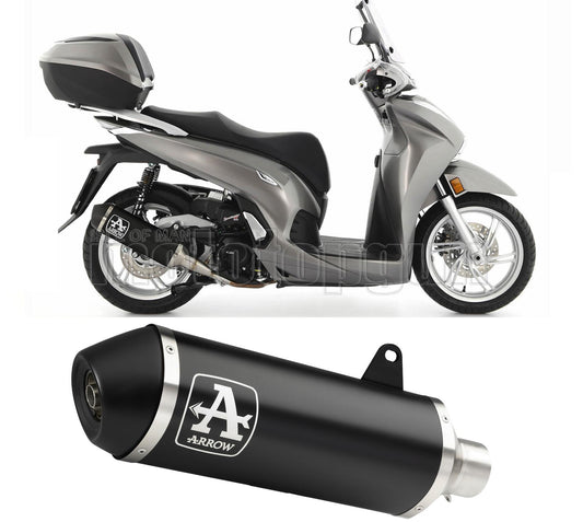 SCARICO COMPLETO COMPETITION ALTO ARROW URBAN IN ALLUMINIO NERO CON FONDELLO IN INOX NERO COMPATIBILE CON HONDA SH 350 21/23