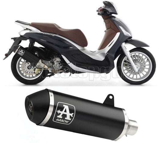 SCARICO COMPLETO COMPETITION EVO 2 ARROW URBAN IN ALLUMINIO NERO CON FONDELLO IN INOX NERO COMPATIBILE CON PIAGGIO BEVERLY 300 HPE 21/23