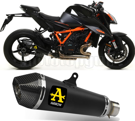 SCARICO OMOLOGATO OPEN ARROW X-KONE IN NICHROM NERO CON FONDELLO IN CARBY COMPATIBILE CON KTM 1290 SUPERDUKE R 20/23