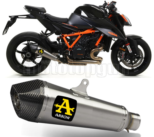 SCARICO OMOLOGATO OPEN ARROW X-KONE IN TITANIO CON FONDELLO IN CARBY COMPATIBILE CON KTM 1290 SUPERDUKE R 20/23