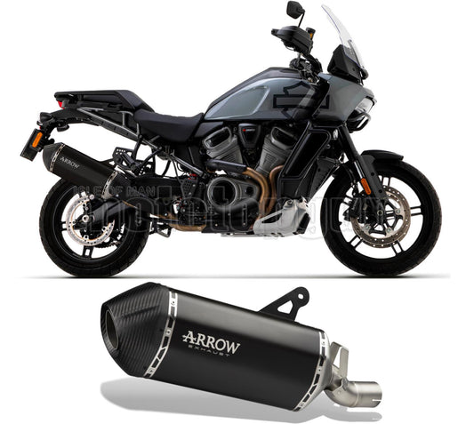 SCARICO OMOLOGATO ARROW SONORA IN TITANIO NERO CON FONDELLO IN CARBY COMPATIBILE CON HARLEY DAVIDSON PAN SPECIAL 1250 20/23