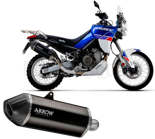 SCARICO OMOLOGATO ARROW SONORA IN TITANIO NERO CON FONDELLO IN CARBY COMPATIBILE CON APRILIA TUAREG 660 22/23
