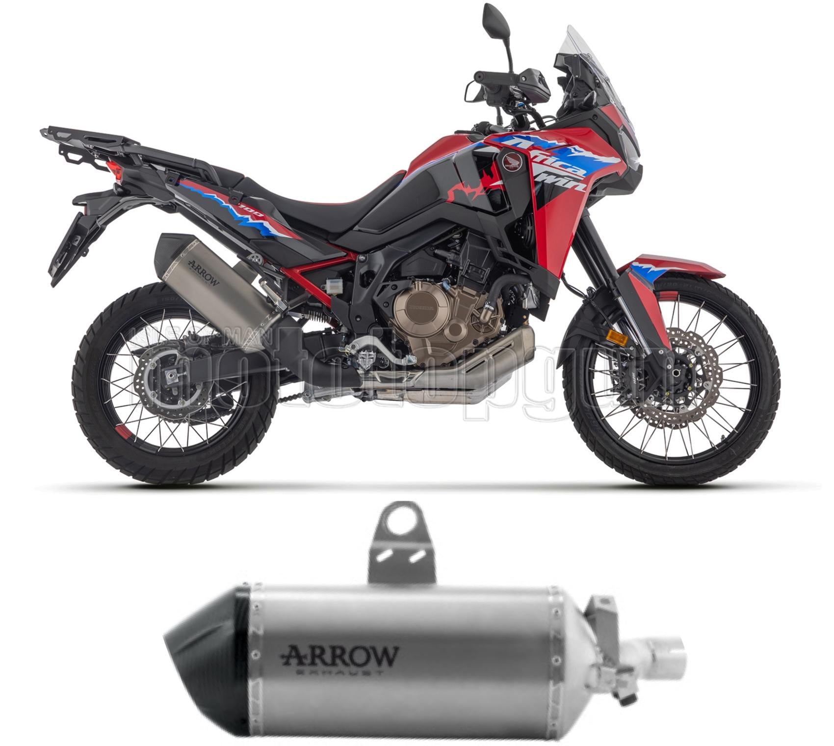SCARICO OMOLOGATO ARROW SONORA IN TITANIO CON COPPA IN CARBONIO COMPATIBILE CON HONDA AFRICA TWIN CRF 1100 L 2024